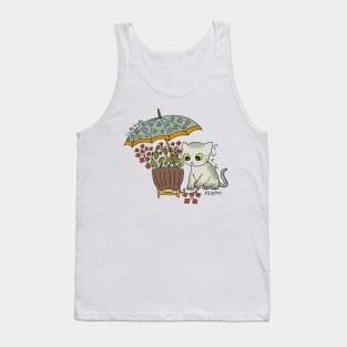 Cat playing with flowers Tank Top